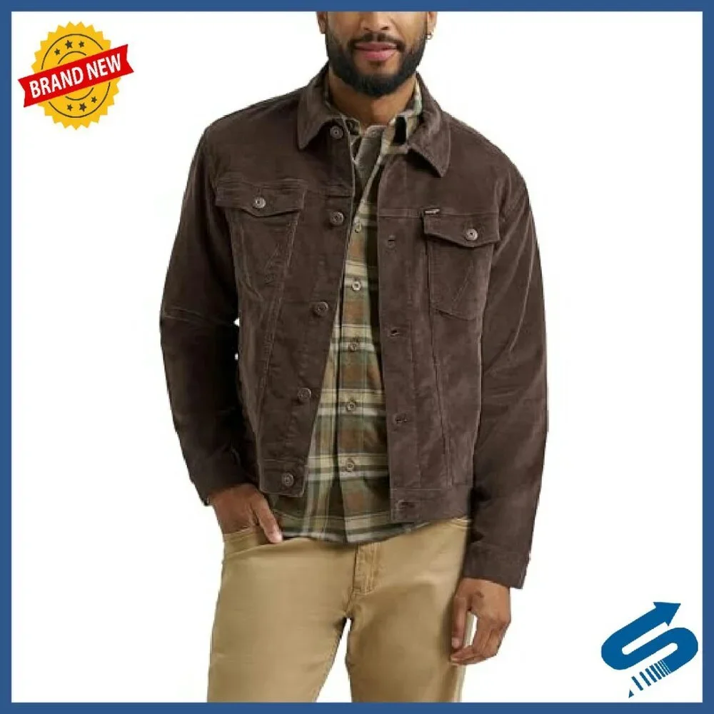 Men's Corduroy Trucker Jacket Regular Fit 100% Cotton 4-Pocket Styling - Picture 2 of 7